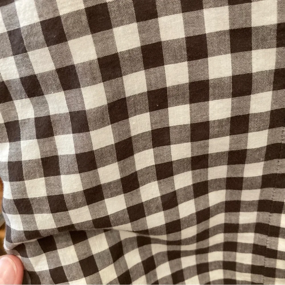 Brown & White Gingham Short Sleeve Button Up Shirt_10
